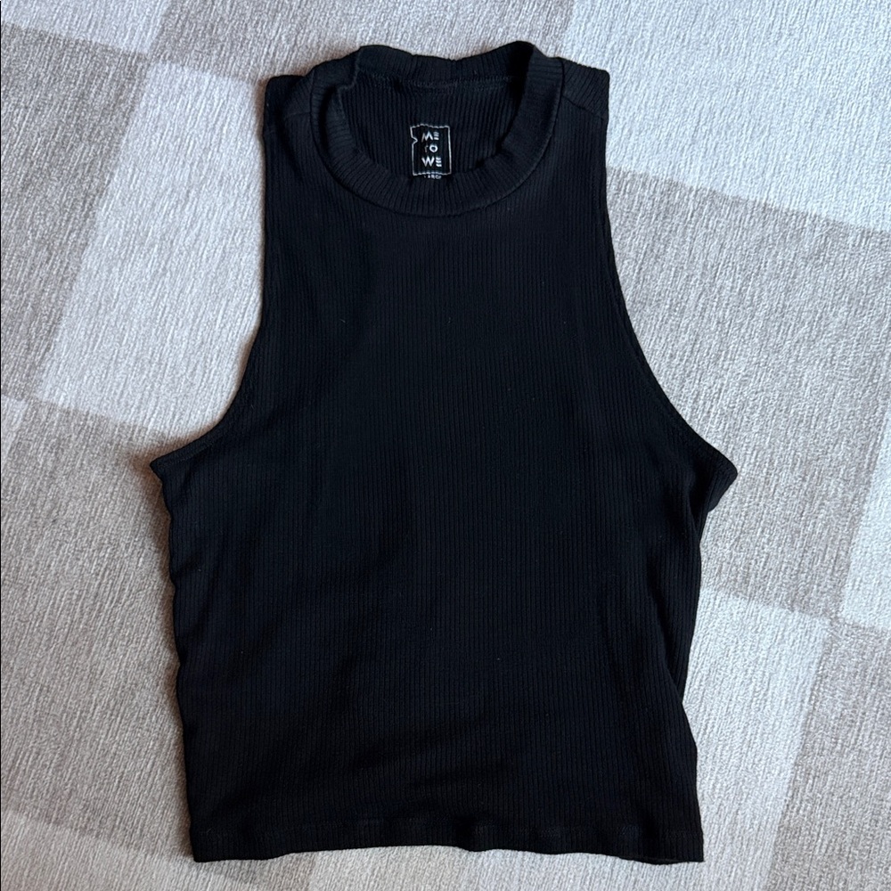 Me to We Black Sleeveless Ribbed Top